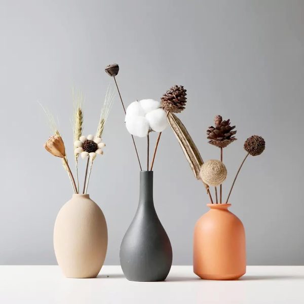 oem/odm services small ceramic vase set of 4 for modern home decor minimalist bohemian,round matte vases for dried flowers&pampas grass ceramic decoration for office,shelf,living room,bedroom,entryway decor affordable bulk deals