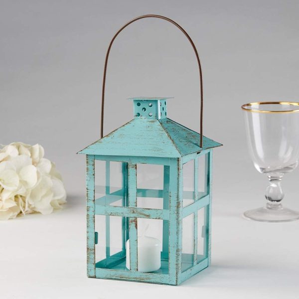custom wholesale kate aspen vintage blue distressed large rustic lantern, 7.5 inch oem/odm services