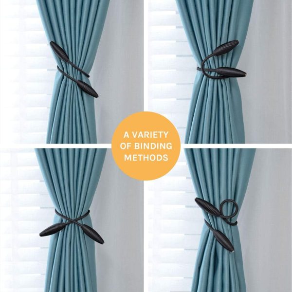 bulk purchase niceec 4 pack diy curtain tiebacks clips crystal decorative creative twist drape tie backs european style random modelling curtain holdbacks for home kitchen office window drapery (black) factory discount