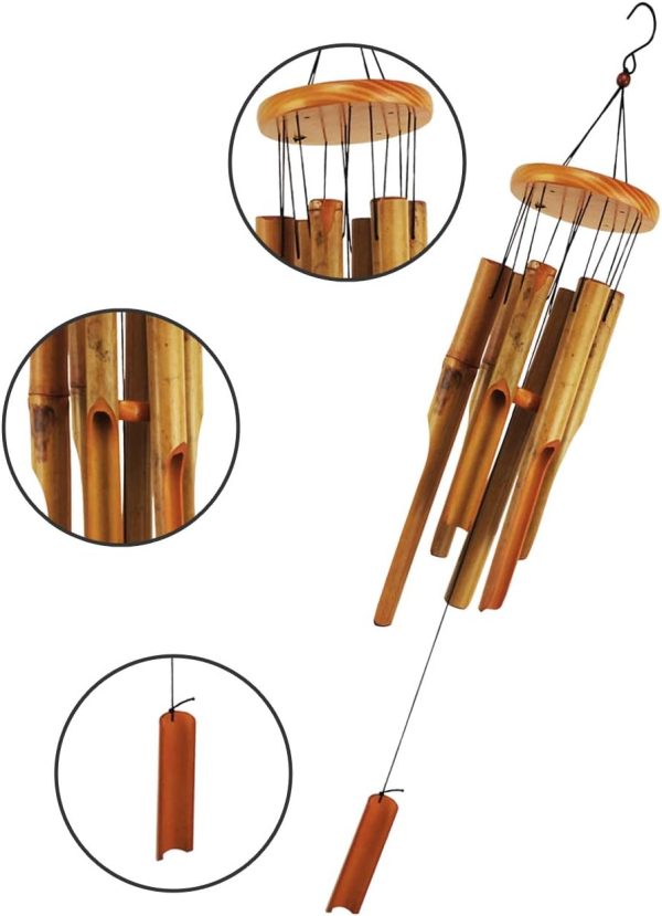 producer to buyer mumtop bamboo wind chimes, outdoor wooden wind chime with amazing deep tone for garden, patio, home or outdoor decor discounted pricing