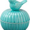 dropship from factory sevenbees blue ceramic jewelry box with bird statue, 2 drawers, ring holder, decorative animal statue, gifts for home decor, wedding, birthday, christmas mass production supply