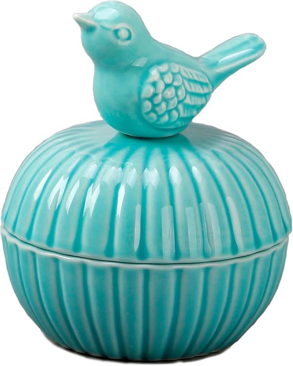 dropship from factory sevenbees blue ceramic jewelry box with bird statue, 2 drawers, ring holder, decorative animal statue, gifts for home decor, wedding, birthday, christmas mass production supply