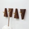 competitive pricing wall hooks decorative wooden coat hooks 2.95in height, small walnut wood and golden metal hooks for hanging hats towels robe clothes keys bags, adhesive or wall mounted, 4 pcs one-stop wholesale