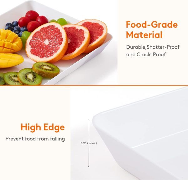 wholesale direct lifewit serving tray plastic for party supplies, 15" x 10" platters for serving food, 3 pcs white reusable tray for veggie, snack, fruit, cookies, desserts in kitchen/pantry organization bulk purchase at factory prices