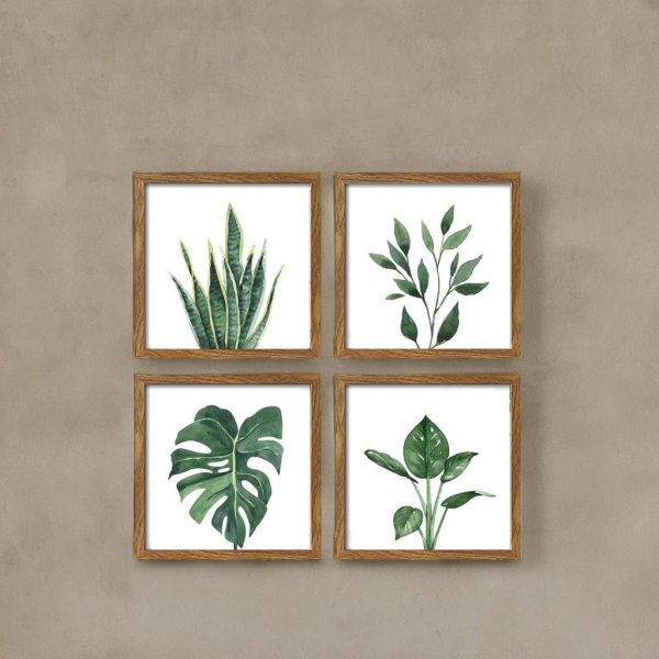 bulk purchase artbyhannah framed bathroom wall art set of 4 for botanical wall decor green plant picture frame collage set for home living room decoration (walnut, 10x10) trade price