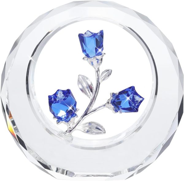 dropship from factory longwin crystal tulips flower figurines with a outer circular ring, glass spring bouquet collectible figurines home decor - gift idea for mothers day, valentine's day (cobalt blue) mass production supply