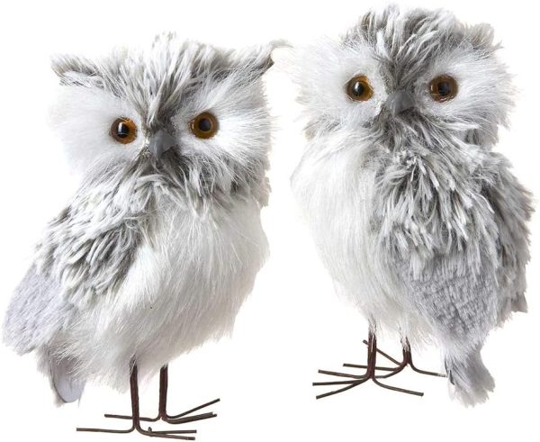 dropship from factory kurt adler c2225 5-inch furry gray owl set of 2 mass production supply