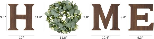 bulk purchase mkono farmhouse wall home sign with artificial eucalyptus for o rustic wooden hanging letters decorative wall art decor for living room kitchen entryway housewarming gift, brown trade price