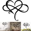 factory direct aoolvy infinity heart wall decor, unique infinity heart metal art wall decor love sign steel wall plaques bedroom ornaments for home wedding decor, room living room decoration (black, 23.6x20.6inch) volume discount