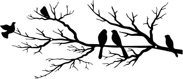 factory direct metal birds wall art, metal vivid birds on branch silhouette wall decor black leaves with bird outdoor metal hanging wall sculpture for home balcony garden(large) volume discount