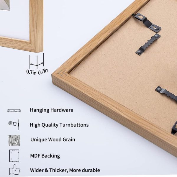 bulk purchase axeman 11x17 picture frame with mat for 8x12, solid oak wood poster frame with tempered glass, natural wooden 11''x17'' photo frame for wall home decor art photo and prints with wall hooks, natural trade price
