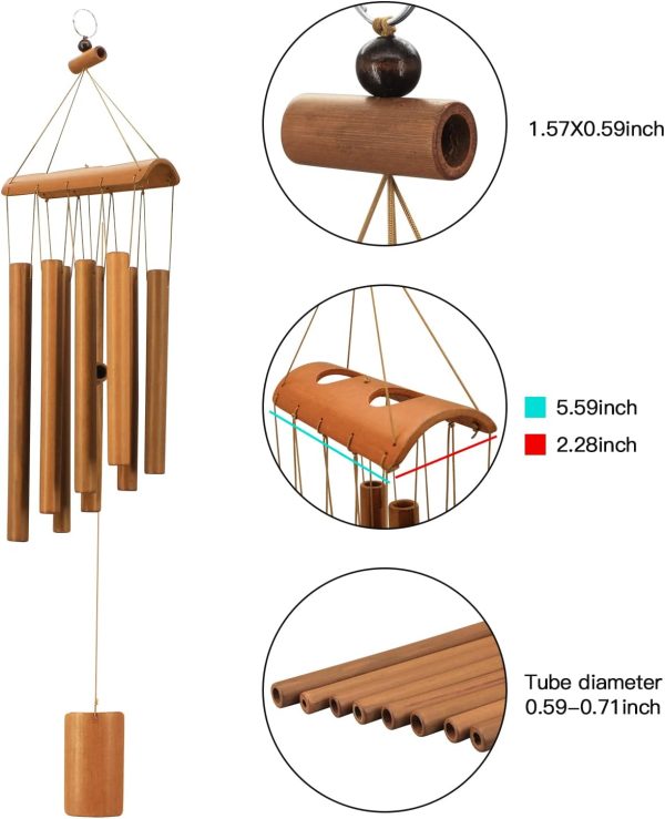 producer to buyer wind chimes for outside, sympathy wind chimes bamboo windchimes outdoors with natural sounds, gifts for mom, indoor outdoor decorations for patio porch garden and backyard discounted pricing