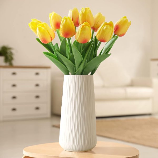 Jarrón de cerámica con servicios OEM/ODM para decoración del hogar, jarrón de flores blancas Copotea de 8 pulgadas, jarrón cilíndrico moderno para centros de mesa, estantería de entrada, decoración de mesa de sala de estar, ofertas al por mayor asequibles.