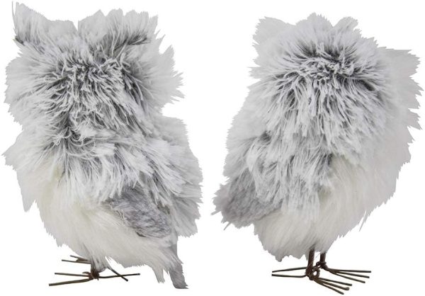 dropship from factory kurt adler c2225 5-inch furry gray owl set of 2 mass production supply