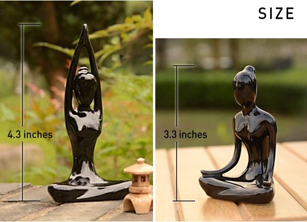 dropship from factory owmell lot of 4 meditation yoga pose statue figurine ceramic yoga figure set decor - black mass production supply