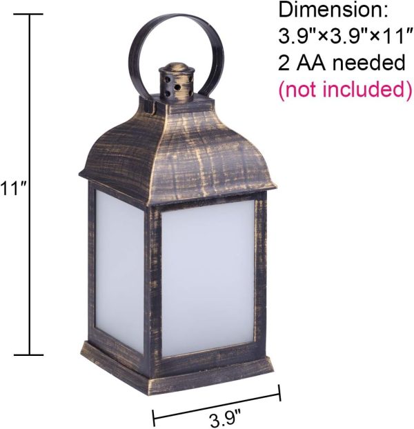 custom wholesale 11" vintage style decorative lantern,flame effect led lantern,(golden brushed black,remote control) indoor outdoor hanging lantern,decorative lanterns zkee (set of 2) oem/odm services