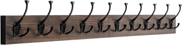 competitive pricing ibosins wall mounted coat rack with 10 decorative hooks, 34'' long, old wood color coat hanger, rustic coat hooks rail for entryway living room coat scarf bag towel hat one-stop wholesale