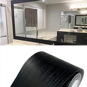 bulk purchase 10m black wood grain removable pvc waterproof border wall decor removable self adhesive kitchen bathroom tiles sticker wallpaper 4.2x390 trade price