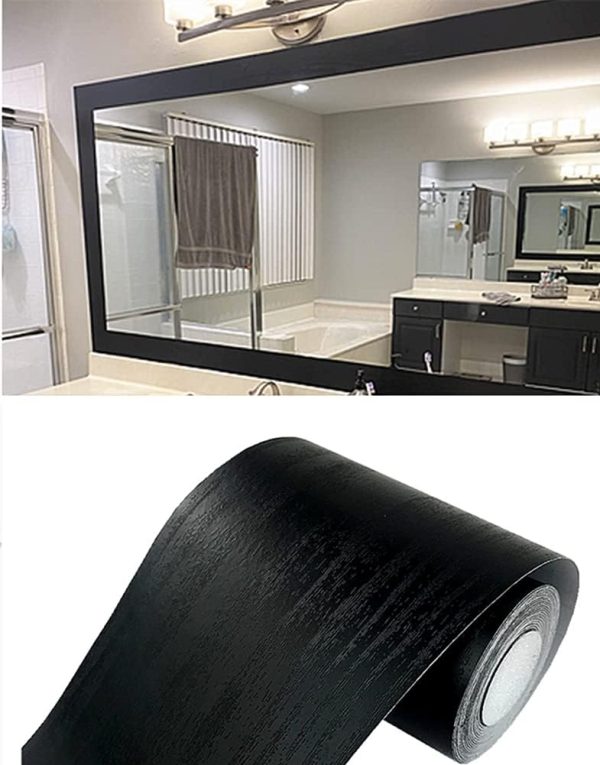 bulk purchase 10m black wood grain removable pvc waterproof border wall decor removable self adhesive kitchen bathroom tiles sticker wallpaper 4.2x390 trade price