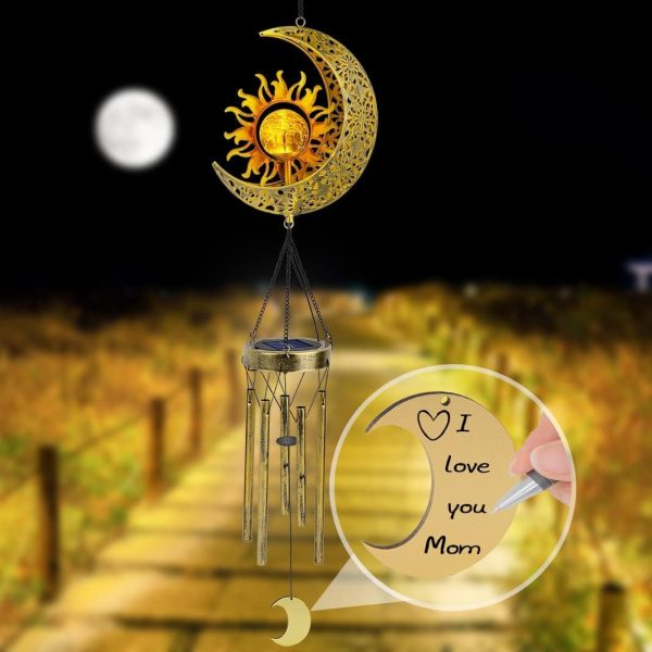 producer to buyer jyps sun moon solar wind chimes for outside crackle glass ball waterproof wind chimes outdoor clearance deep tone garden decor birthday unique gifts for women mom grandma windchimes gardening discounted pricing