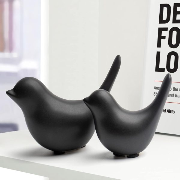 dropship from factory notakia small animal statues home decor modern style birds decorative ornaments for living room, bedroom, office desktop, cabinets (black 2pcs) mass production supply
