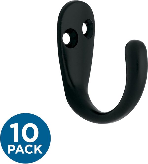 competitive pricing franklin brass (10-pack single wall hooks 1-prong coat/hat matte black hooks for hanging wall mount hanger clothes, purse, bag, towel organization decorative wall hooks b12093k-fb-c one-stop wholesale