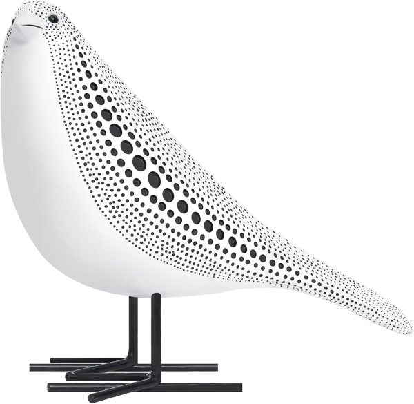 dropship from factory quoowiit bird figurine, modern sculpture and statues for home decor, animal statues for bookshelf, table, entryway, fireplace, resin decorative sculpture with chic polka dots art design (white) mass production supply