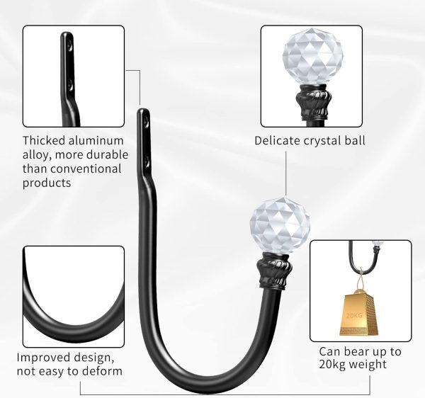 bulk purchase hion curtain holdbacks black 2pcs, curtain tiebacks wall mounted curtain hooks holders for drapes factory discount
