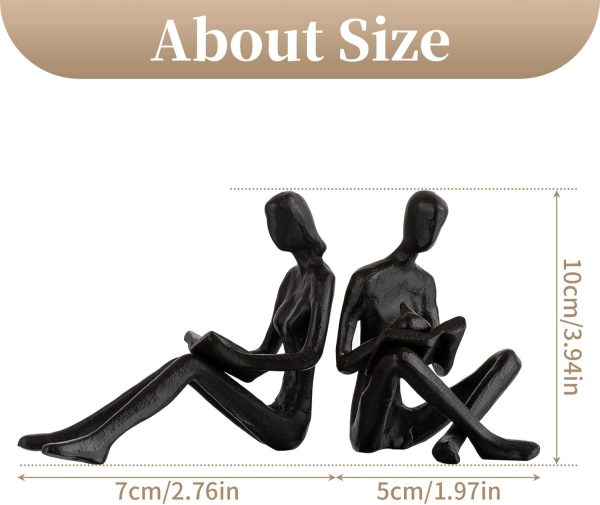 supplier direct sziqiqi book ends for shelves decorative - cast iron bookends for heavy books reading couple bookshelf decorative objects metal modern statue book stoppers sculpture gift for readers book lovers nerd wholesale prices
