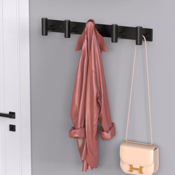 competitive pricing hufeeoh coat hooks wall mount, black t shaped 5 hooks stainless steel wall hooks towel rack for hanging, heavy duty key holder hat rack used for bathroom mudroom entryway one-stop wholesale