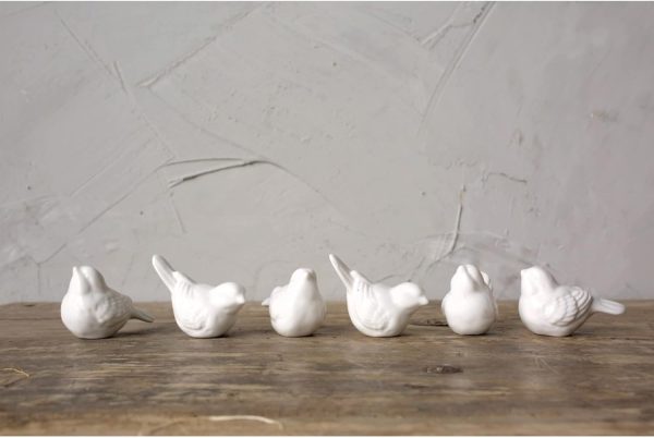 dropship from factory set of 6 white ceramic birds mass production supply
