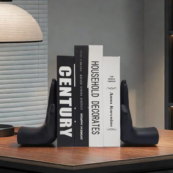 supplier direct decorative bookends hands book ends for shelves, modern bookends book stoppers book holders heavy duty bookends for office, home, living room decors, 8.5 x 6.8 x 3.5 inches wholesale prices