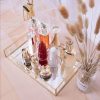 wholesale direct sooyee rectangle mirror decorative tray, gold can hold perfume, jewelry, cosmetics, makeup, magazine and more, for vanity,dresser,bathroom,bedroom(12”x8”) bulk purchase at factory prices