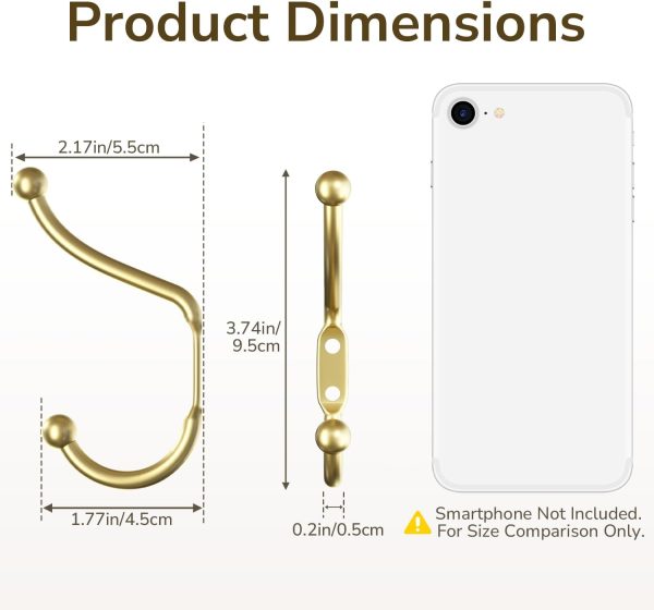 competitive pricing gold coat hooks wall mount - wall hooks for hanging, heavy duty hooks, mudroom hooks, metal hooks for hanging clothes, towels, hats, keys, coats,4 pack one-stop wholesale