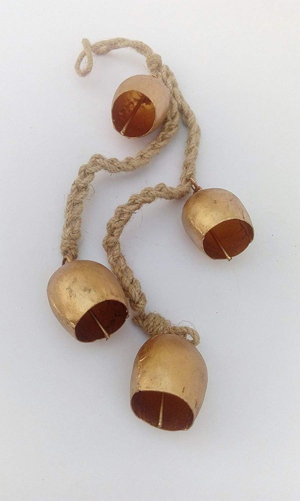 producer to buyer iron wrought bell chime handmade brass finish wall hanging rope 4 bell discounted pricing