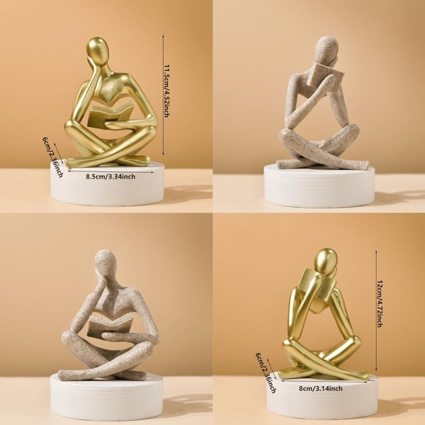 supplier direct style-a beige, creative abstract thinker bookend for home aesthetic, study, and wine cabinet – stylish shelf decor accent and thoughtful gift for living room, bar, or coffee shop wholesale prices