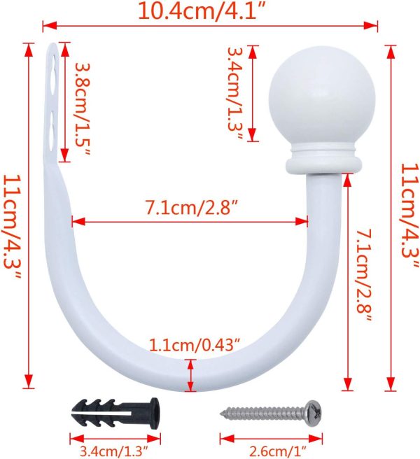 bulk purchase metal decorative curtain holdbacks, wall mounted window tiebacks draperies for bedroom, living room, office come with screws, set of 2, white factory discount