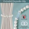 bulk purchase auleep magnetic curtain tiebacks, 2 pack pearl curtain holdbacks curtain holders with double elastic cord drapes modern curtain ties for home, office, window decoration(white) factory discount