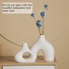 dropship from factory cemabt white ceramic vase set of 2 for modern minimalist bohemian decor，round matte donut vases for pampas grass-perfect for living room, dining table, office bedroom shelf decor entryway, console mass production supply