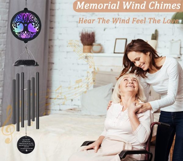producer to buyer solar tree of life wind chimes, memorial gift for mom, wind chimes for outside, sympathy wind chimes for loss of loved one, condolence gift, outdoor garden decor discounted pricing