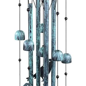 producer to buyer monsiter qe bird wind chimes for outside, outdoors with 4 large aluminum tubes & s hook - clearance hanging decor for garden, patio, backyard or porch discounted pricing