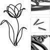 factory direct oubasa black metal flowers wall decor for bathroom, cute floral wall sculptures minimalist wall art for kitchen bedroom living room restroom decoration, 6x10 inches, set of 3 volume discount