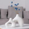 dropship from factory cemabt white ceramic vase set of 2 for modern minimalist bohemian decor，round matte donut vases for pampas grass-perfect for living room, dining table, office bedroom shelf decor entryway, console mass production supply