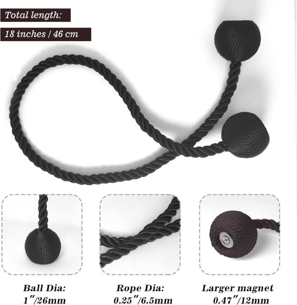 bulk purchase hion magnetic curtain tiebacks black 2pcs, curtain tiebacks buckles holdbacks holders hooks clip for home outdoor bedroom office decorative curtain factory discount