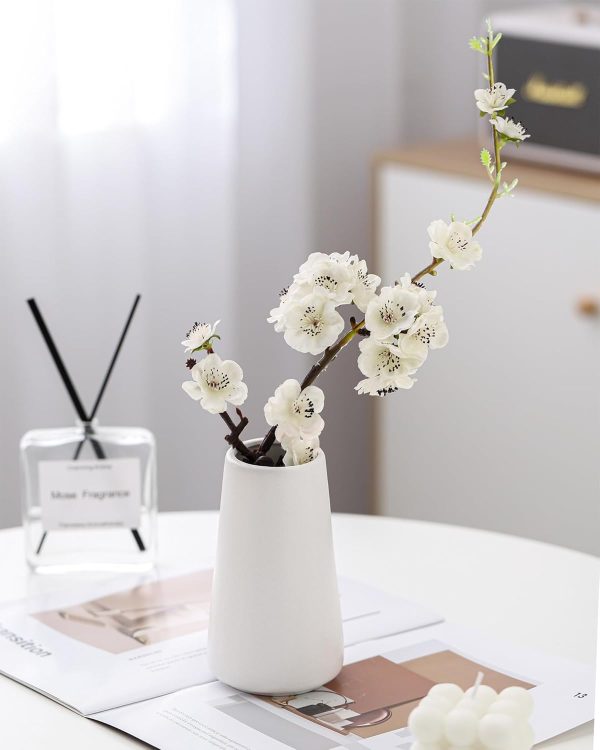 oem/odm services white vase - white ceramic vase, 6“ white flower vase, bright white not off white, boho vase for pampas grass, minimalist modern textured vase for home decor, table shelf living room farmhouse decor affordable bulk deals