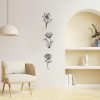 factory direct oubasa black metal flowers wall decor for bathroom, cute floral wall sculptures minimalist wall art for kitchen bedroom living room restroom decoration, 6x10 inches, set of 3 volume discount