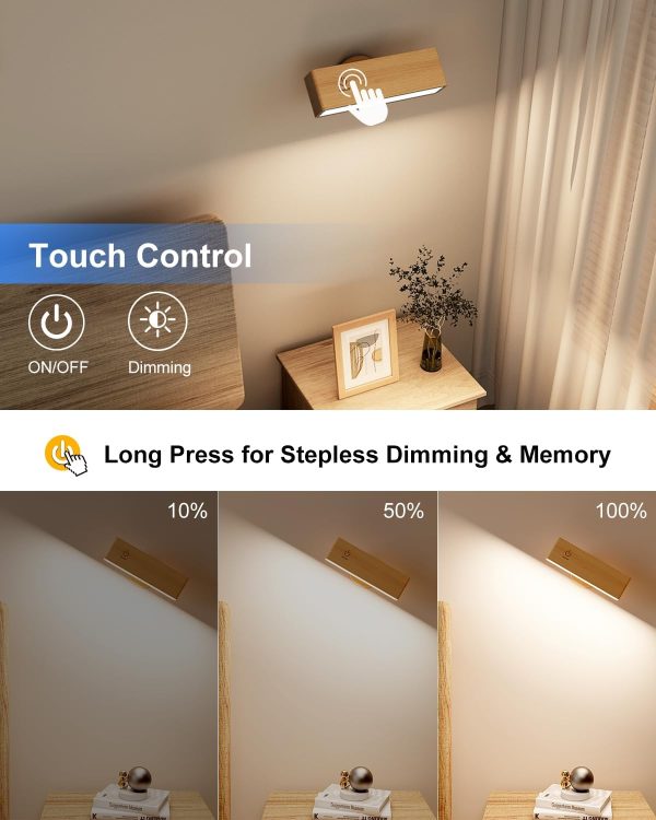 bulk purchase yilaie wall sconces battery operated set of two,rechargeable wall lights for bedroom,wall lights wireless dimmable,wood wall sconces with 360 rotation,peel and stick wall sconces for bedroom bedside trade price