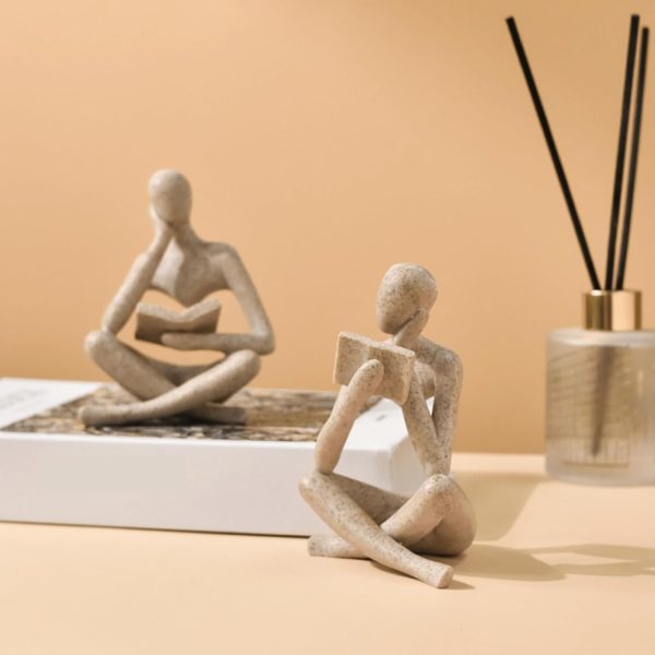supplier direct style-a beige, creative abstract thinker bookend for home aesthetic, study, and wine cabinet – stylish shelf decor accent and thoughtful gift for living room, bar, or coffee shop wholesale prices
