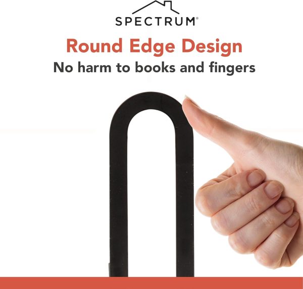 supplier direct spectrum elements book ends for shelves, small - decorative bookends book shelf organizer for heavy & light books - modern metal book holders with minimalist design - black wholesale prices