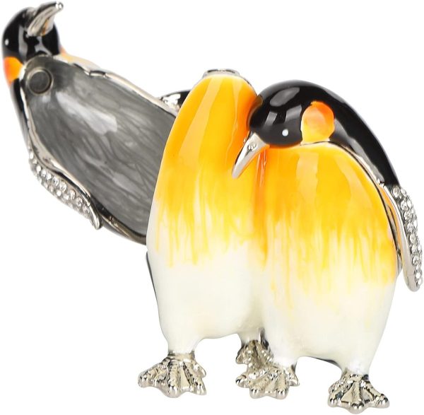 dropship from factory belupai penguins couple figurine decorative, penguins with hinged enameled jewelry box, jewelry box hinged trinket boxes for ornament desktop crafts collection decor mass production supply